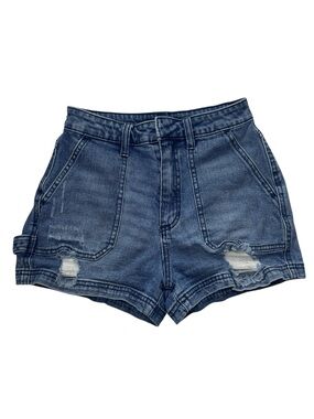 Forever 21 Distressed Denim Carpenter Shorts Juniors Size 27 Blue